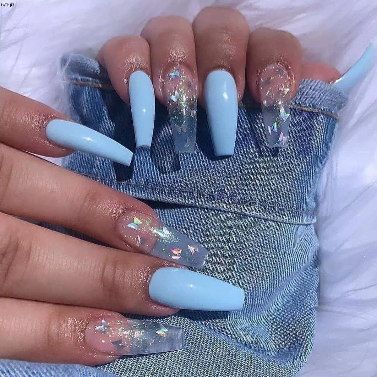 (Hand made nail) European and American style ballet long style nail patch fake nail product nail patch detachable and reusable for wearing nails