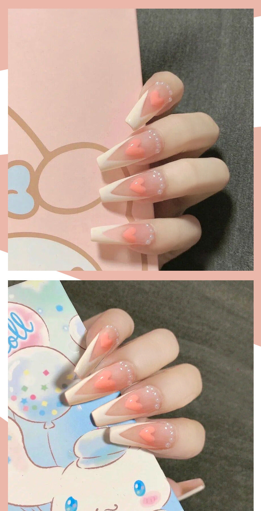 Fashion  nail Wear Armor Nail Stickers Nail Patch Fake Nails Removable Love Heart Nail Tip Nail Sticker X17