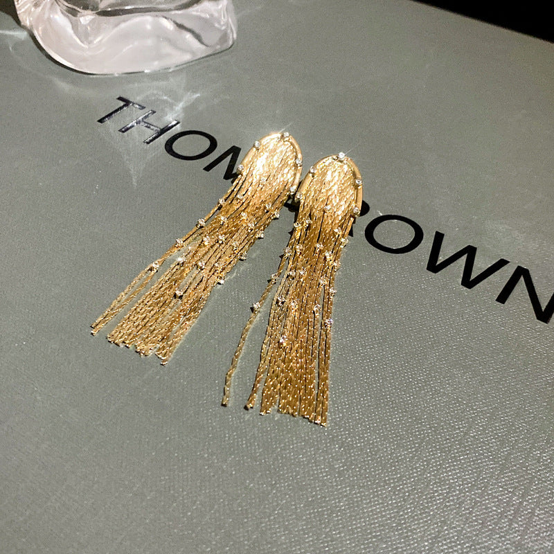 925银针金属流苏耳环欧美时尚设计感耳钉耳坠个性简约耳饰批发女