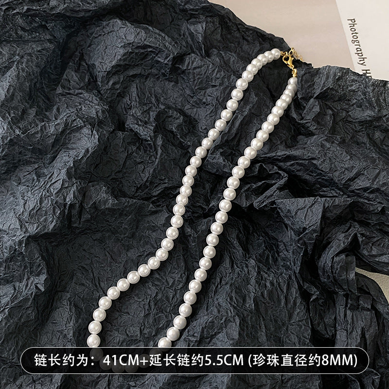 法式慵懒珍珠项链女小众高级感气质百搭锁骨链2023年新款毛衣颈链
