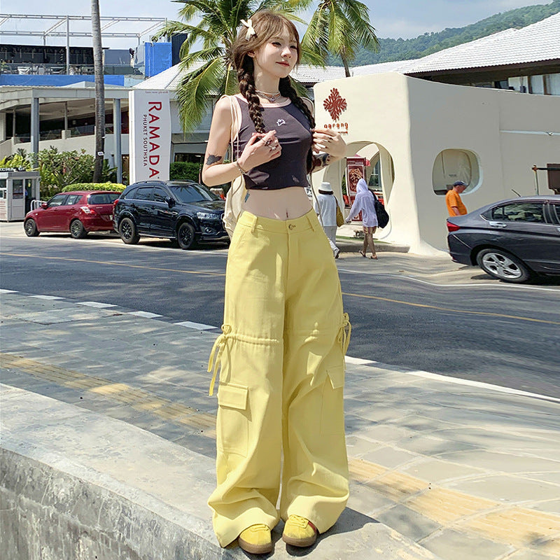 Free shipping new high-waisted and thin straight casual pants