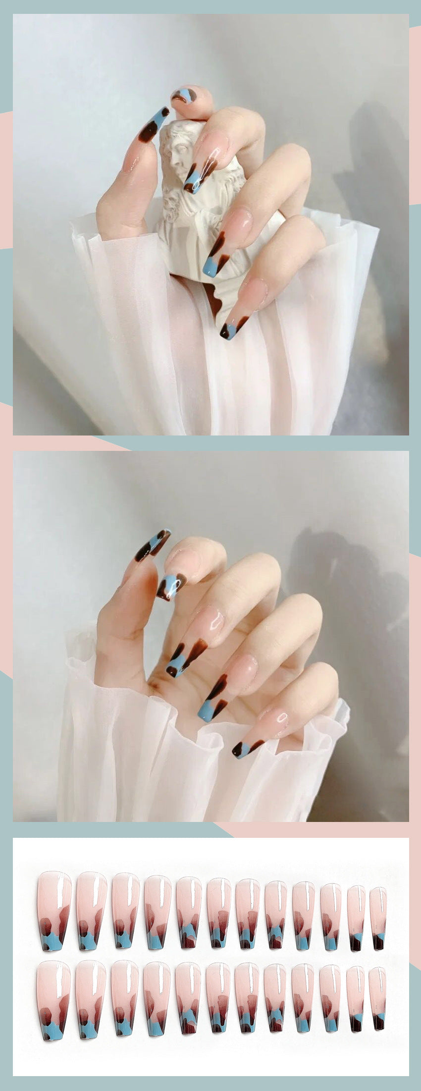 Fashion  nail Wearable Fake Nails Internet Celebrity Extended Nail Piece Removable Finished Nail Tips Nail Tip Stickers Na Il X61