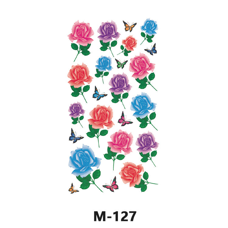 Free shipping Tattoo Sticker Tattoo Tattoo Sticker Simulation English Tattoo Sticker Paper Flower Colorized Butterfly Water Transfer Sticker Sweatproof and Waterproof Wholesale
