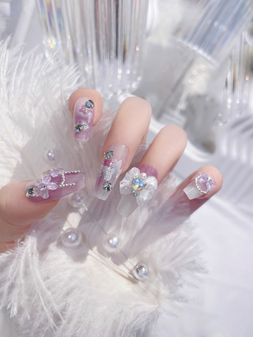 Fashion  nail New Nail Beauty Wear a High-Grade Pure Desire Wind Nail Patch Wear a Bow Nail Stickers Wholesale U7