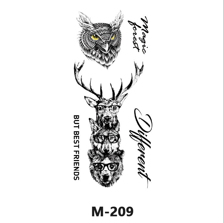 Free shipping Tattoo Cross-Border Direct Factory Wholesale Dark Series Tattoo Sticker Female Waterproof and Durable European and American Animal Color Black and White Flower Arm