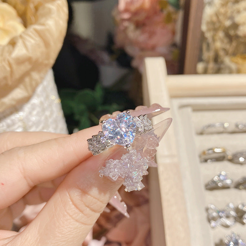 山茶璨若星河婚戒系列 镀18K金镶璀璨火彩3A锆 INS百搭活口戒指女