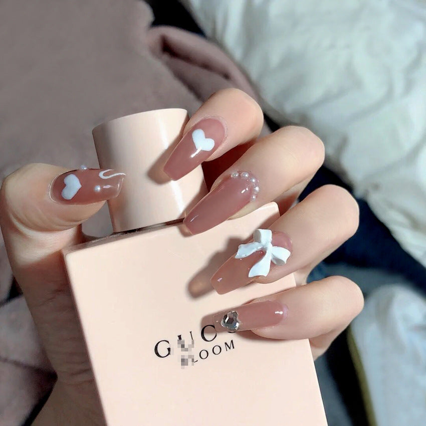 Fashion  nail Wear a Nail Stickers Nail Patch Fake Nails Detachable Bow Nail Tip Nail Sticker X15