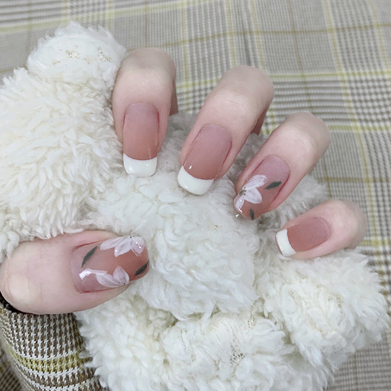 蜜桃乌龙穿戴甲山茶花指甲贴片小红书美甲片假指甲美甲贴成品甲片