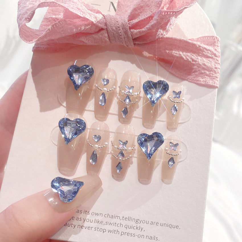 Fashion  nail New Nail Beauty Wear Nail Ins Advanced Pure Desire Wind Nail Patch Finished Product Wear Nail Diamond Nail Stickers U17