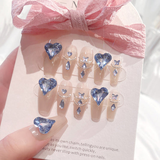 Fashion  nail New Nail Beauty Wear Nail Ins Advanced Pure Desire Wind Nail Patch Finished Product Wear Nail Diamond Nail Stickers U17