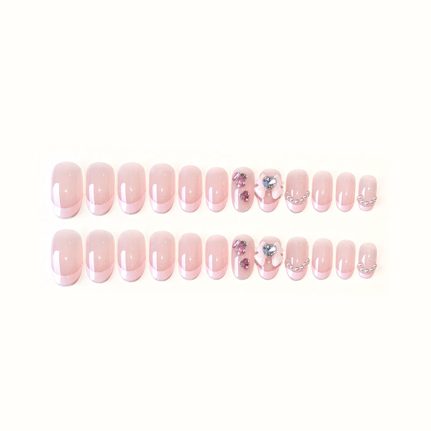Fashion  nail Handmade Manicure Wear Nail Short Pure Desire Style Rhinestone Nail Patch Wear Nail Bow Nail Stickers A48