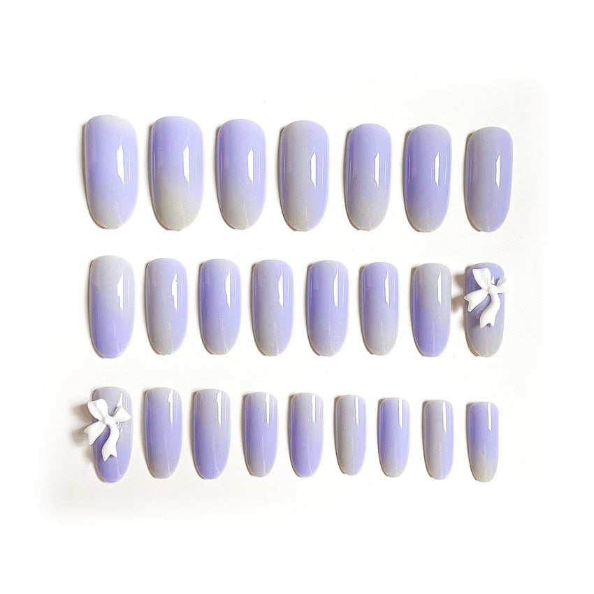 Fashion  nail Wearing Nail Nail Stickers Nail Patch Fake Nails Detachable Bow Purple round Head Nail Sticker X27