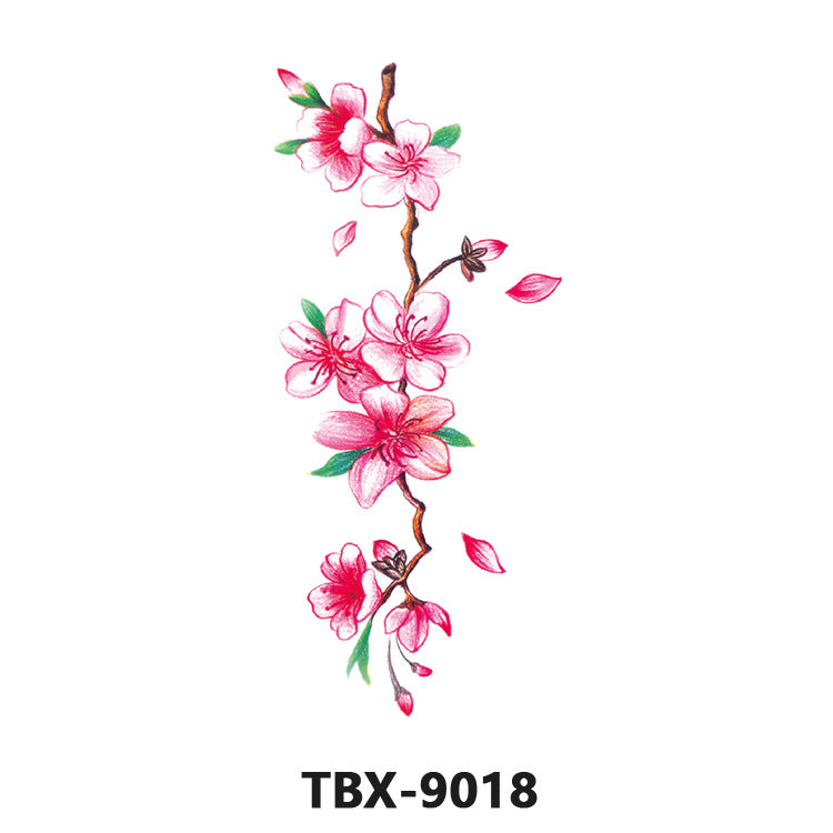 Free shipping Tattoo Waterproof Sweatproof Female Flower Tattoo Sticker Paper Plant Flower Party Sexy Rose Peony Plum Tattoo Sticker Tattoo