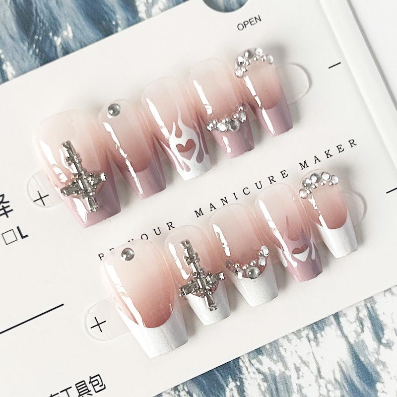 纯手工甲穿戴甲纯欲指甲贴片甜酷美甲片y2k 假指甲渐变美甲贴成品