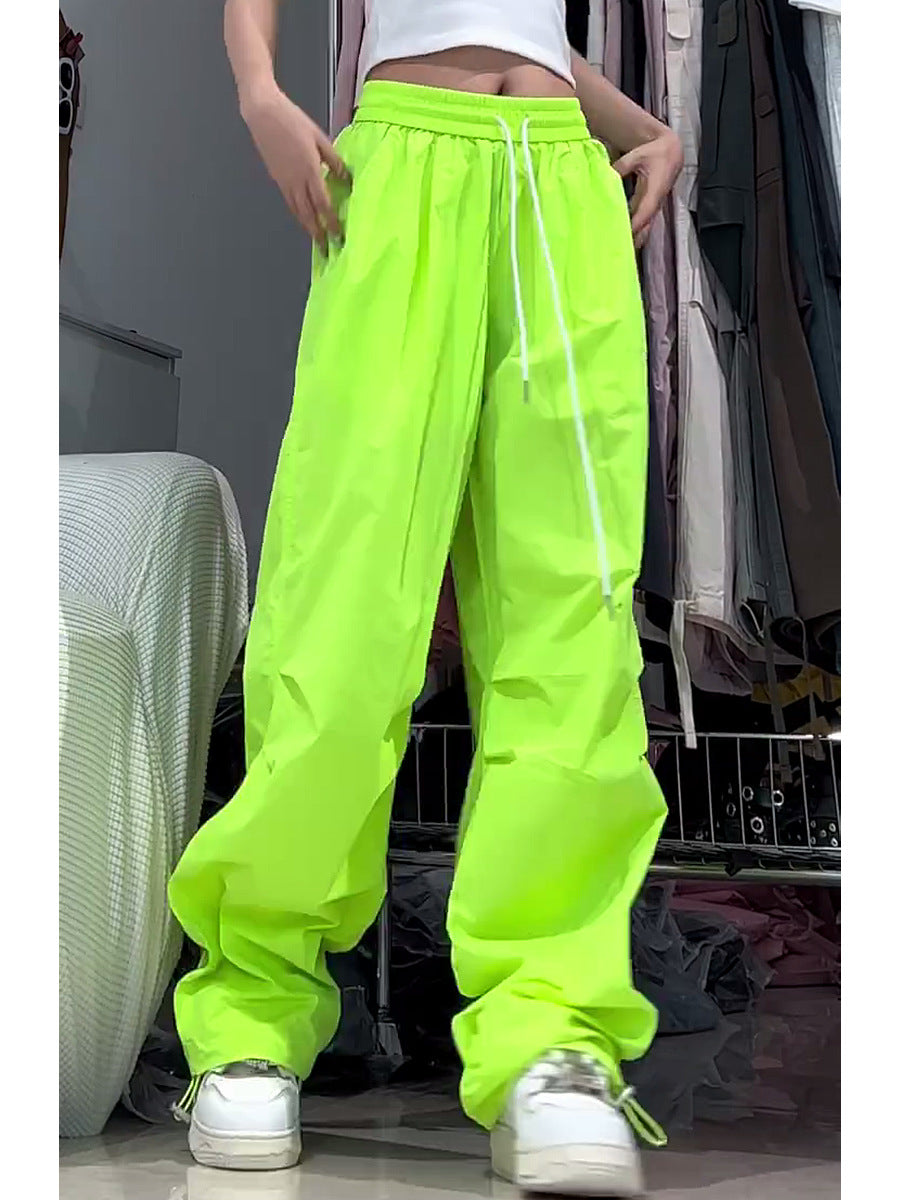 Dopamine pants Free shipping Tattoo Street dance wide-leg tooling pants summer thin women's pants wear sports quick-drying pants women's casual paratrooper pants dopamine