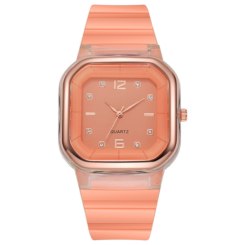 Fashion women's watchSpring and Summer Watch Women's Square Watch Student Children's Watch Silicone Diamond Fashion Wholesale Women's Watch