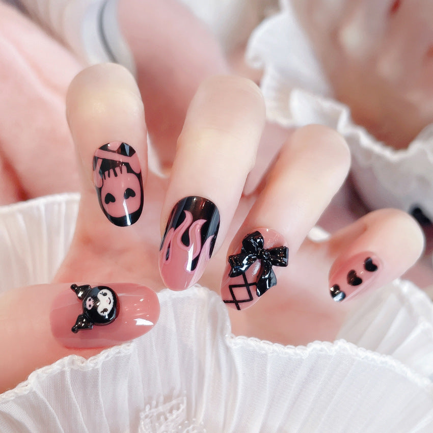 Fashion  nail New Cute Doll Short Skull Finished Nail Beauty Wearable Fake Nails Nail Tip Removal Wearing Armor Wholesale A61