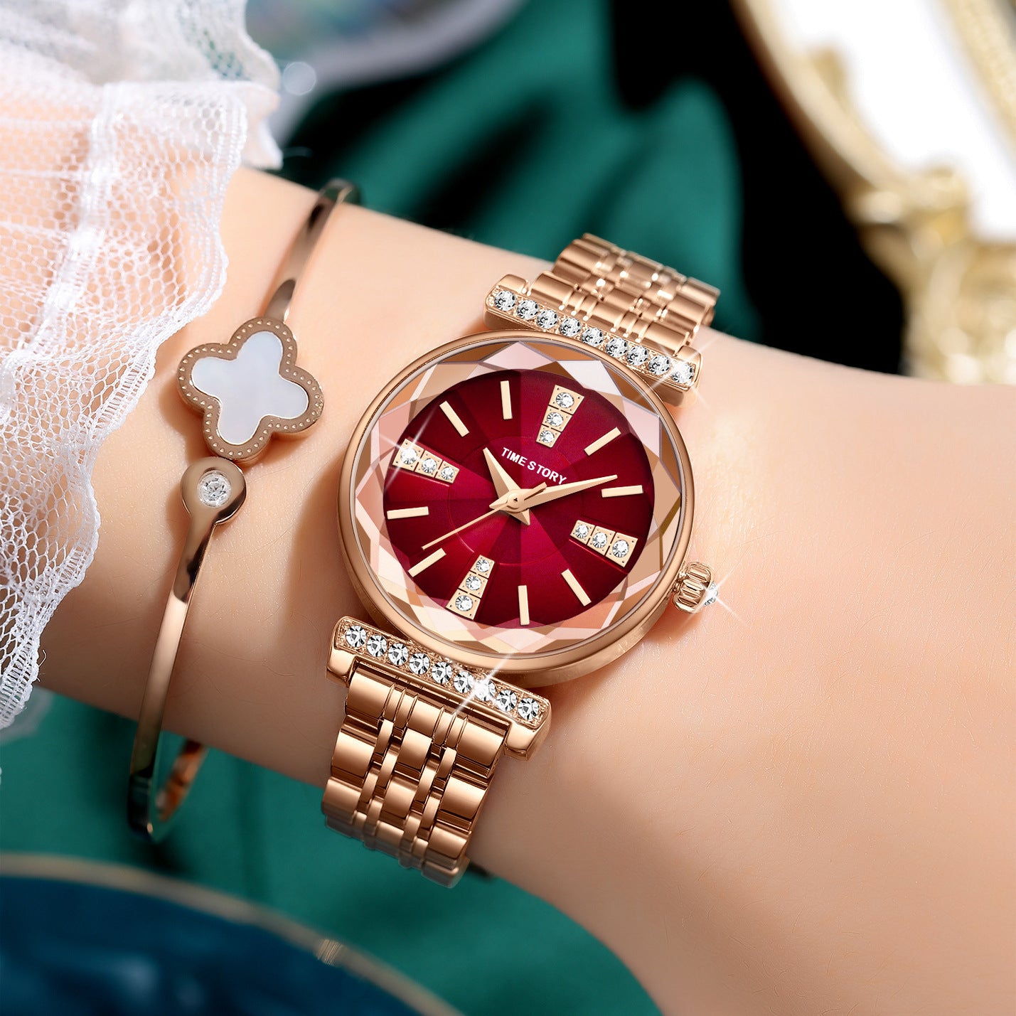 Fashion women's watchSOURCE Factory Straight Hair Ocean Heart Watch Waterproof Quartz Watch Tik Tok Live Stream Women's Watch Women's Watch