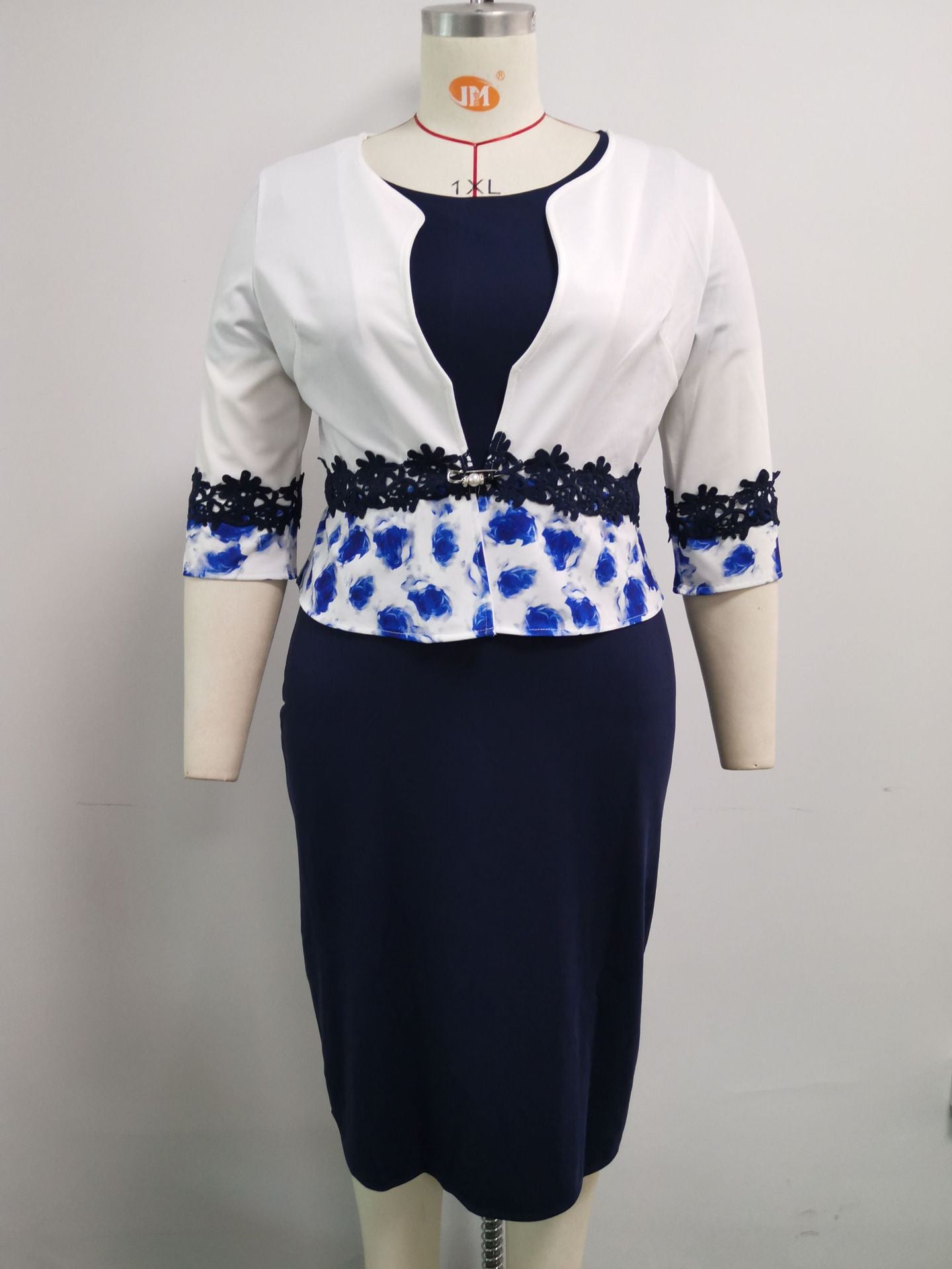 Fashion women's wear XL 5XL   plus Size Women's Clothing Two-Piece Set Mother's Clothing Printing Coat Dress Suit Jx001
