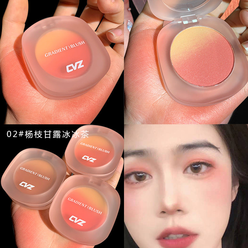 CVZ/三色渐变腮红胭脂修容盘脏脏茶粉色不易飞粉暖色腮红自然裸妆腮红