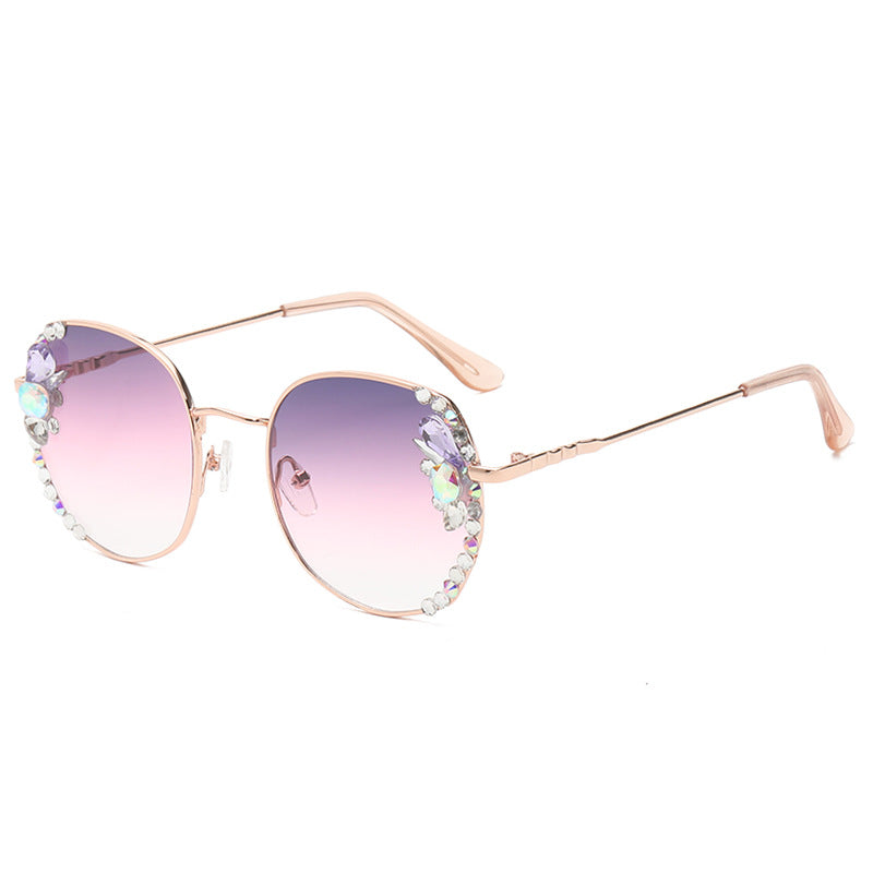 Women's fashion glasses 新款韩版水晶太阳镜时尚框架优雅女士镶钻素颜街拍墨镜防紫外线