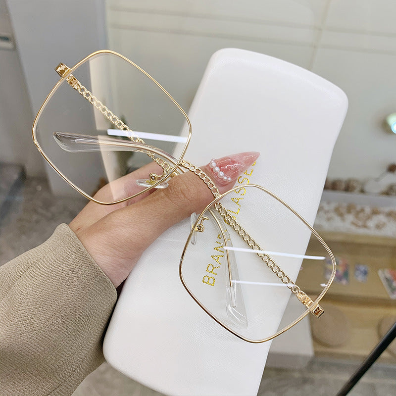 Women's fashion glasses 定制加工大框方框镂空镜腿太阳镜女大脸显瘦眼镜沙滩墨镜遮阳镜