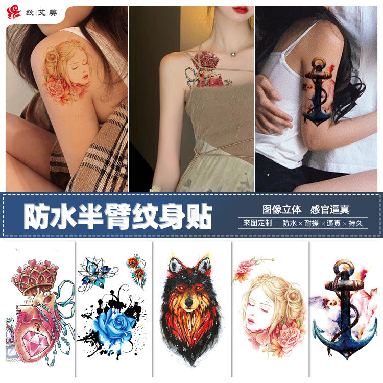 Free shipping Tattoo Factory Sticker Tattoo Tattoo Sticker Simulation Tattoo Sticker Paper Flower Color Water Transfer Stickers Sweatproof and Waterproof Direct Wholesale