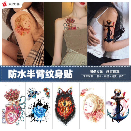 Free shipping Tattoo Factory Sticker Tattoo Tattoo Sticker Simulation Tattoo Sticker Paper Flower Color Water Transfer Stickers Sweatproof and Waterproof Direct Wholesale