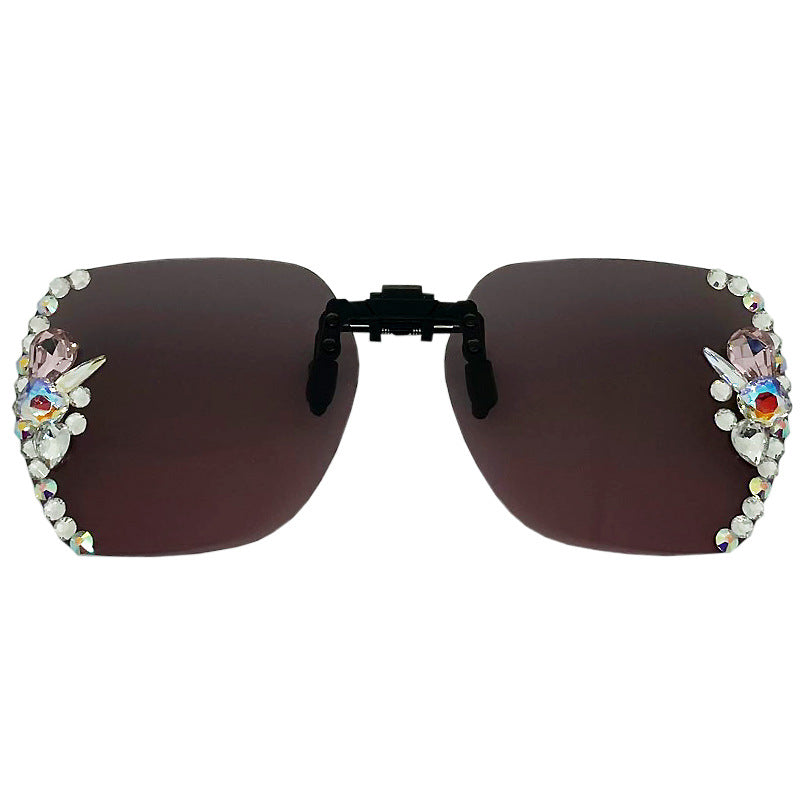 Women's fashion glasses 水钻近视墨镜夹片女防紫外线开车专用偏光太阳镜夹片式2023年新款