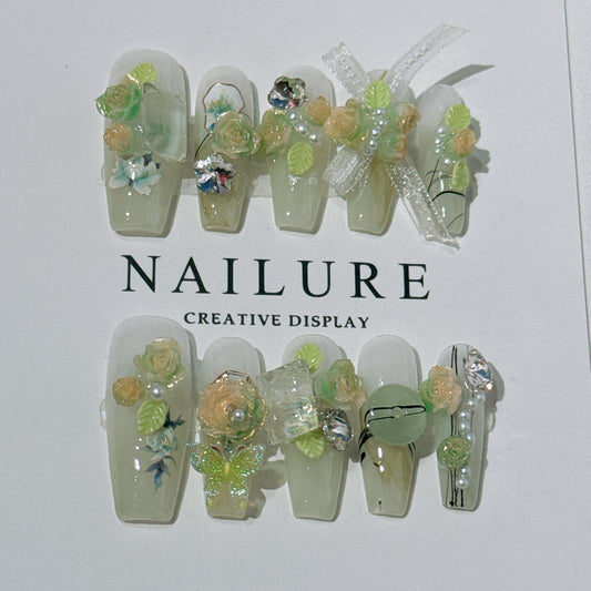Original Manicure Wizard of Oz Mint Toffee Lotus Pond Moonlight Xiaohongshu Hot Spring Manicure Wear Nail Stickers