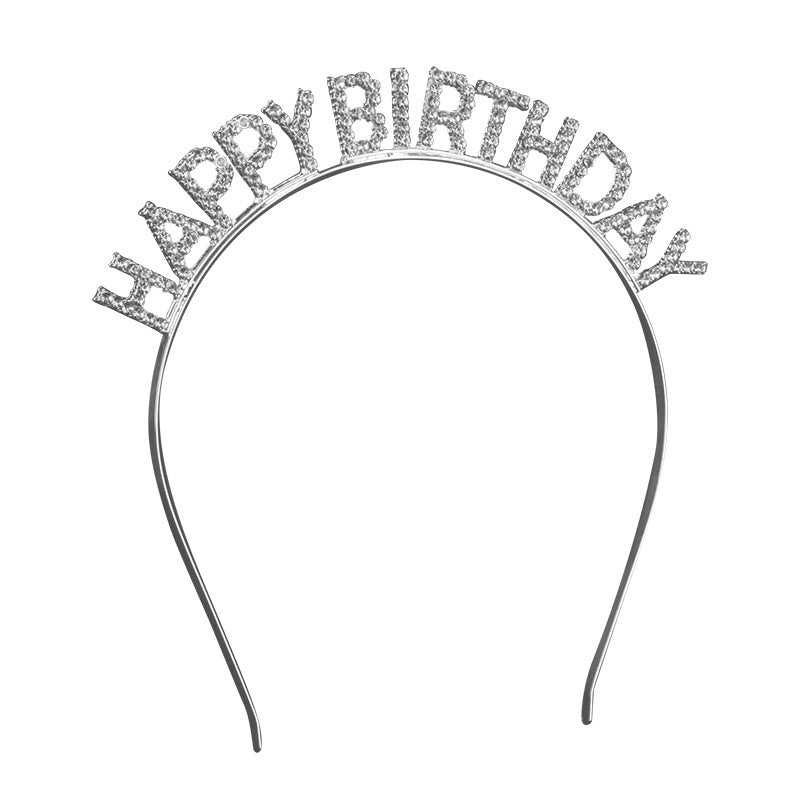 头饰发箍HappyBirthday发箍生日派对头饰镶钻字母网红装扮新年快乐发饰女
