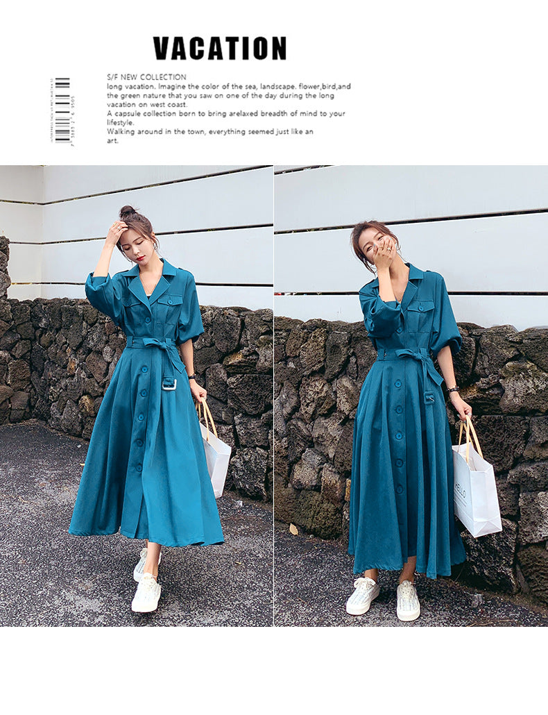 Fashion women's wear Real Shot Large Skirt Windbreaker Dress Women's Mid-Length 2024 Autumn and Winter Clothing New Waist Trimming Fashion Fashion Coat