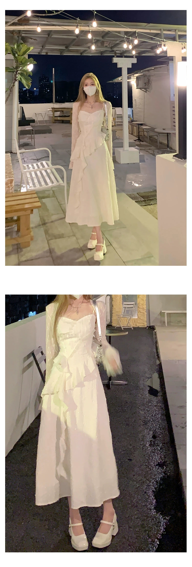 Fashion women's wear Dream Seven77 French Style Irregular Spaghetti-Strap Dress Women's Spring New Ruffled Design Short Skirt