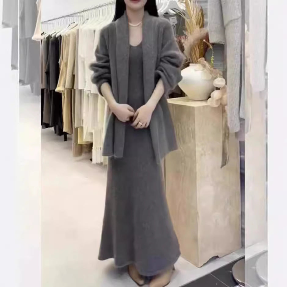 Free shipping Tattoo 2024 new autumn small knitted inner dress children's autumn and winter high-end wear suit long dress