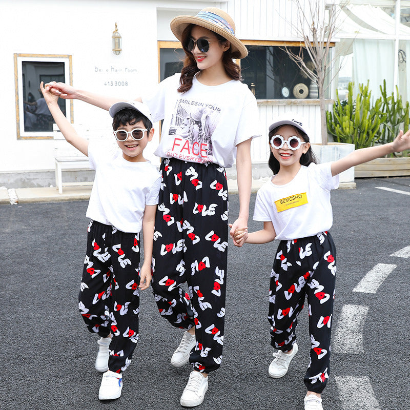 Free shipping   Summer women's mosquito pants made of cotton Thin bloomers for boys and girls Family pants Middle and small children Pajama pants