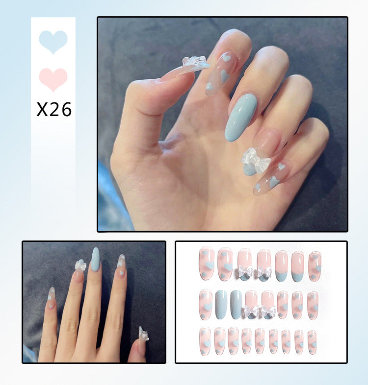 Fashion  nail Fake Nails Crystal Iced Butterfly Nail Art Nail Patch Bow Ballet Rhinestone Nail Beauty Nail Tip Wear Nail