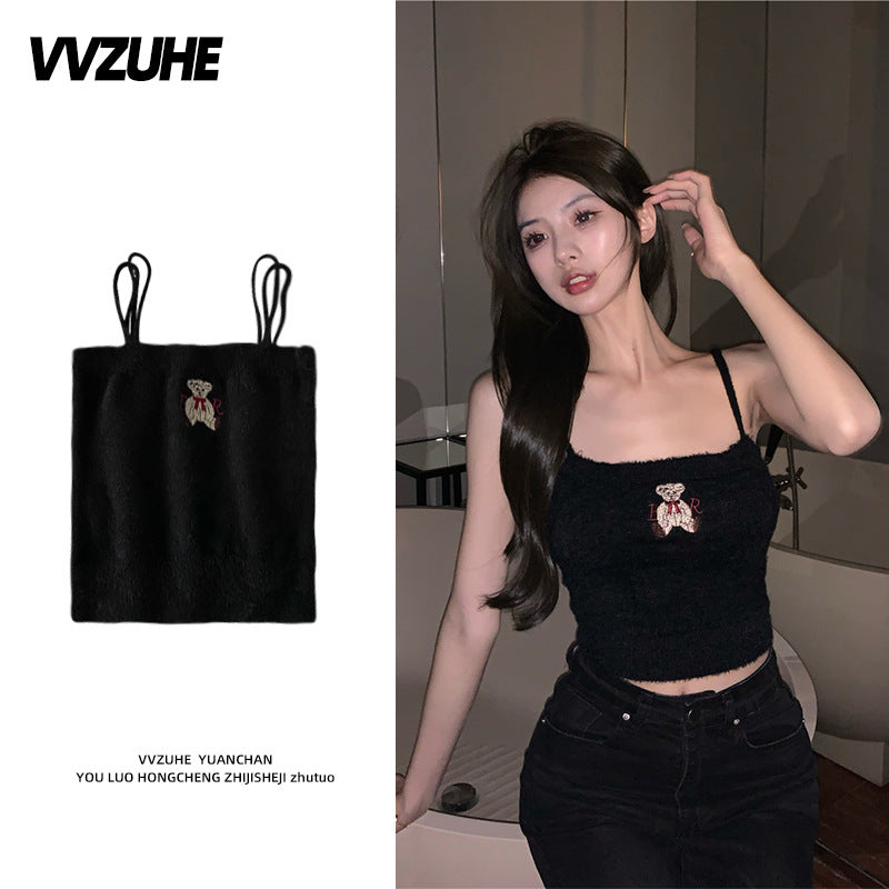 Dopamine tops Free shipping Tattoo Pink Dopamine Wear Seaside Small Suspender Female Sexy Neck Wear Vest Sweet Spicy Thai Top Spice Girl Summer