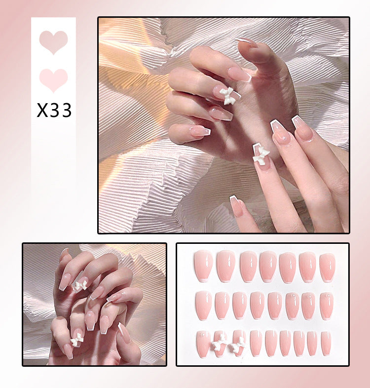 Fashion  nail Fake Nails Crystal Iced Butterfly Nail Art Nail Patch Bow Ballet Rhinestone Nail Beauty Nail Tip Wear Nail