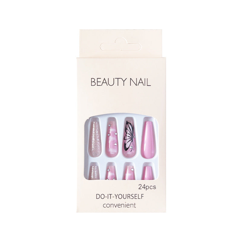 樱桃闪钻穿戴甲蝴蝶nails 云朵跨境美甲片外贸假指甲长甲美甲贴片