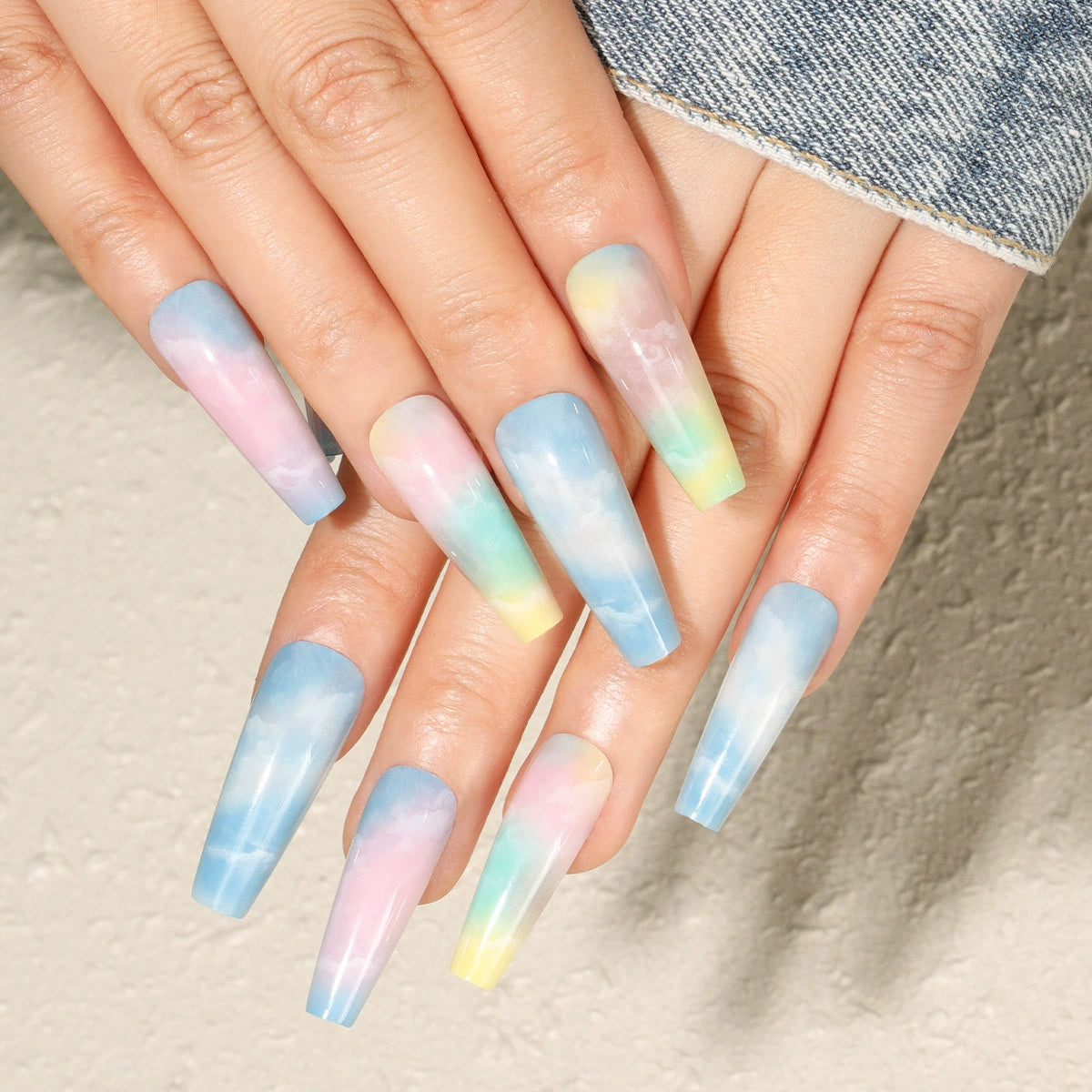 (Hand-made nail)美甲贴片nails穿戴甲长款欧美假指甲美甲贴片穿戴甲甲片成品