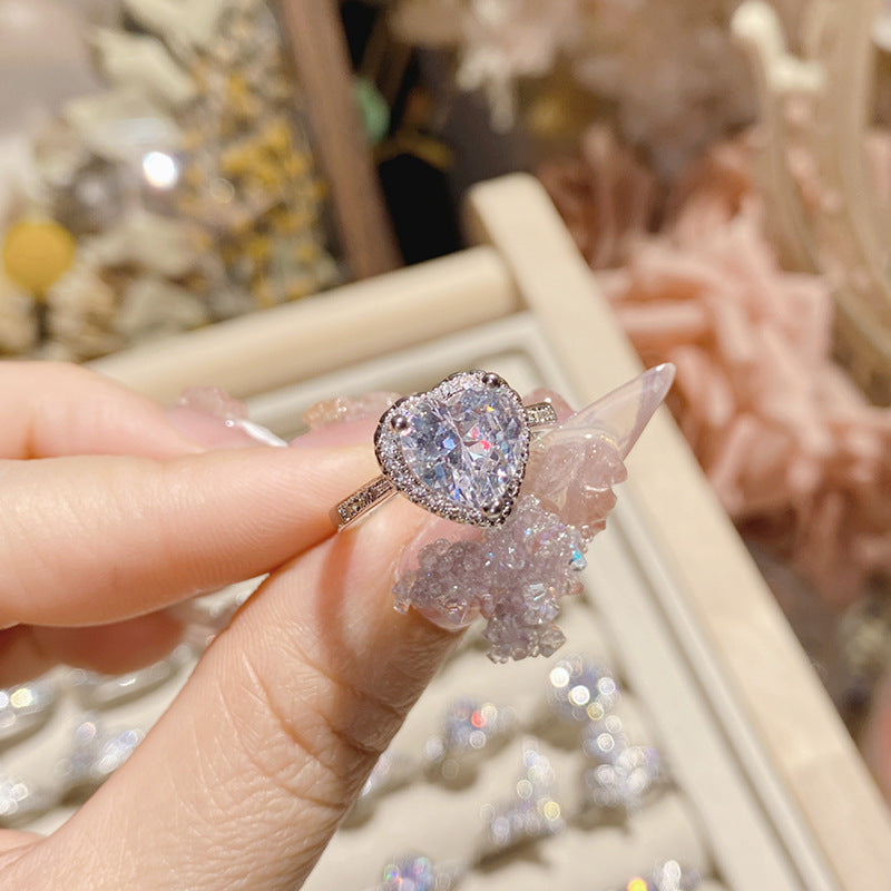 山茶璨若星河婚戒系列 镀18K金镶璀璨火彩3A锆 INS百搭活口戒指女