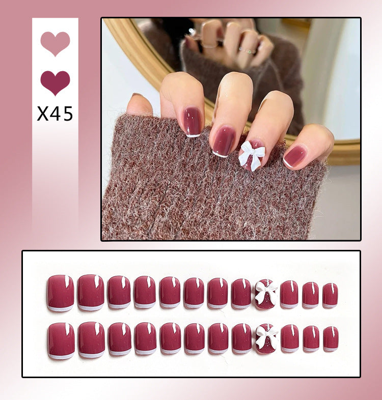 Fashion  nail Handmade Wear Nail Wholesale Internet Hot Diamond in the Debris Butterfly Glitter Nail Tips Finished Product Nail Patch Jelly Glue