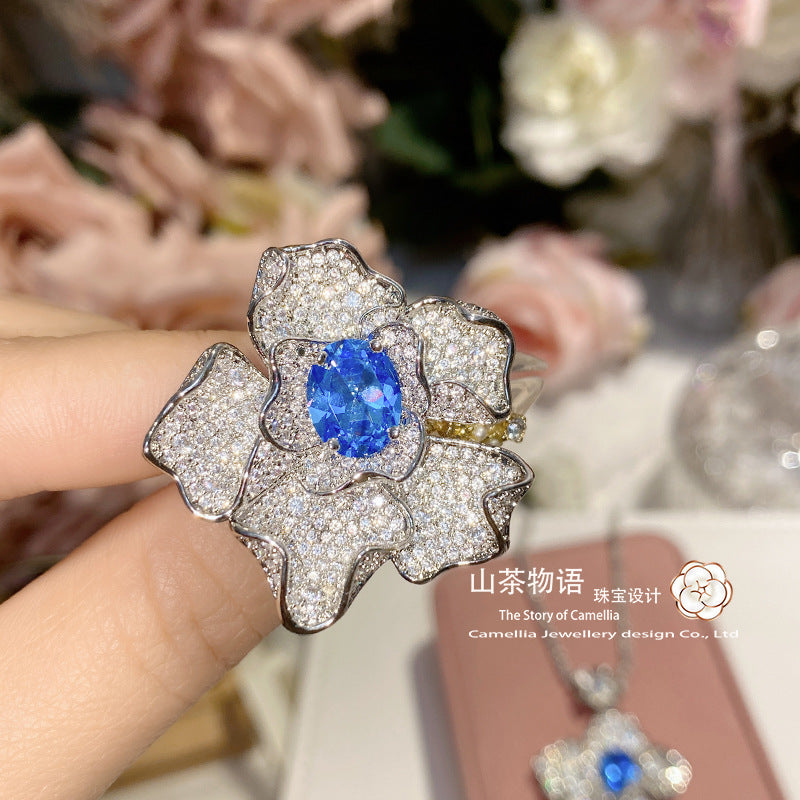 Camellia星河小众设计新款套装 镀金微镶绿松石梦幻蓝小鲸鱼项坠