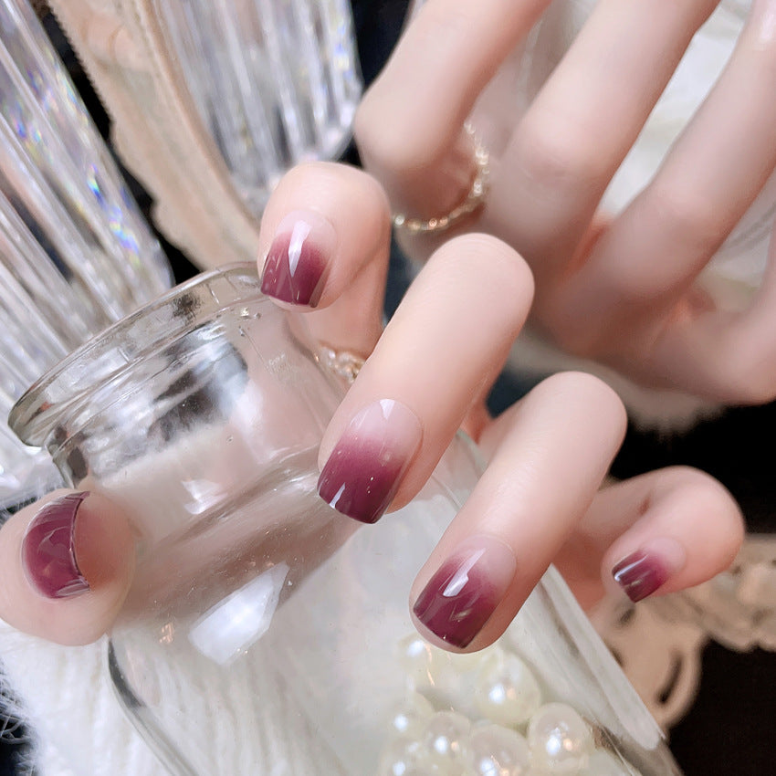 Fashion  nail Tina Finished Nail Beauty Internet Celebrity Same Ins Gradient Long Fake Nails Nail Stickers S54