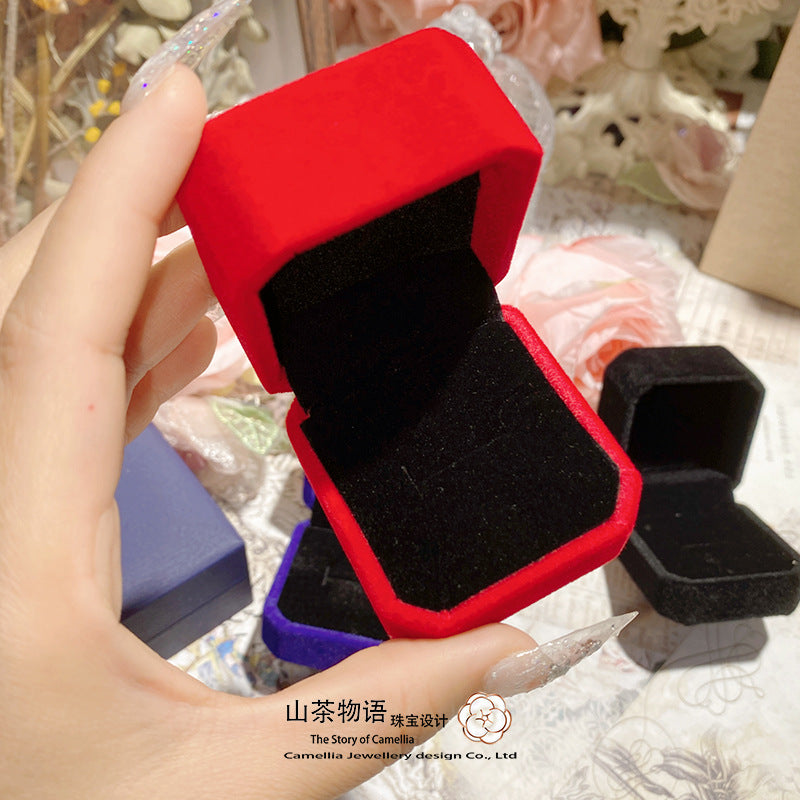 山茶新款悬浮PE包装盒 3件套装饰品礼盒系列 结婚珠宝绒布戒指盒