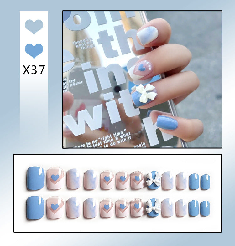 Fashion  nail Handmade Wear Nail Wholesale Internet Hot Diamond in the Debris Butterfly Glitter Nail Tips Finished Product Nail Patch Jelly Glue