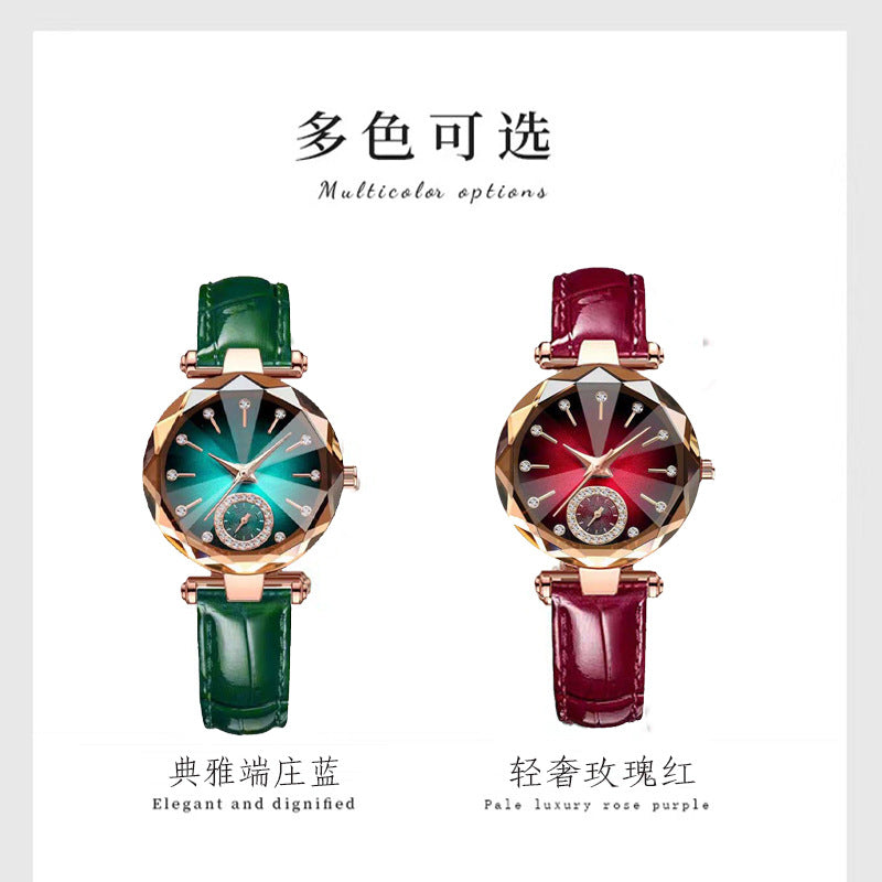 Fashion women's watchTiktok Gift Popular Small Green Watch Belt Fashion Waterproof Women's Light Luxury Quartz Watch Simple Steel Belt Women's Watch