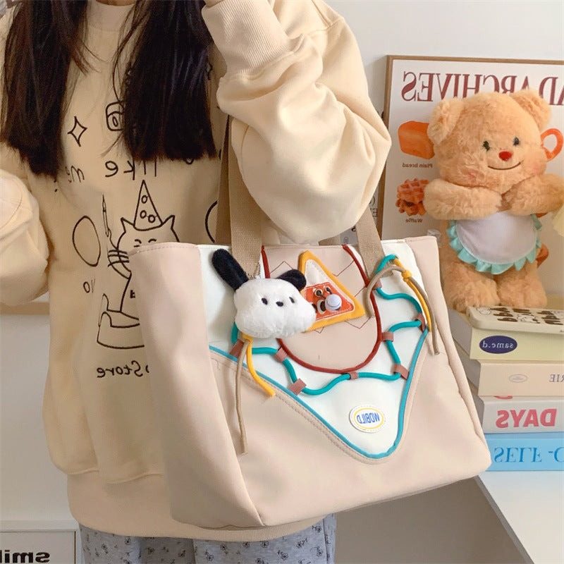 Dopamine Bag Free shipping Tattoo Dopamine girl contrasting color handbag retro original fashion versatile shoulder bag high value large capacity tote bag