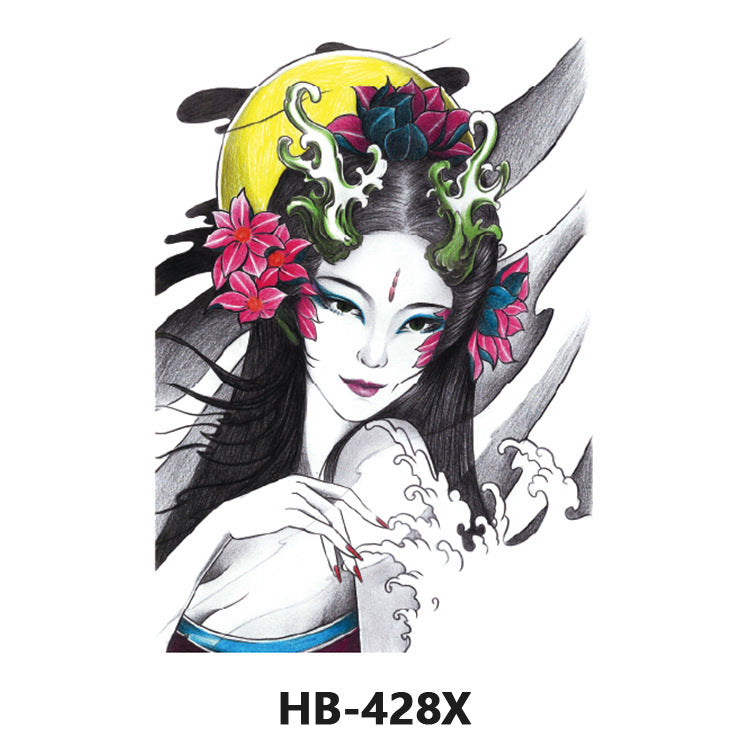 Free shipping Tattoo In Stock Cross-Border Factory Wholesale New Half Sleeve Tattoo Sticker Black Animal Skull Waterproof Tattoo Men and Women Tattoo