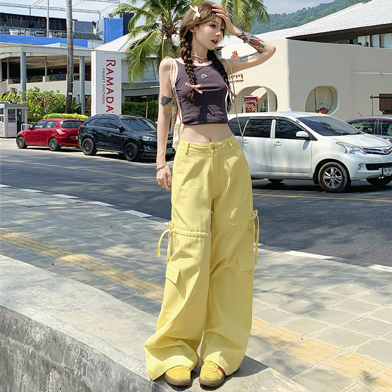 Free shipping new high-waisted and thin straight casual pants